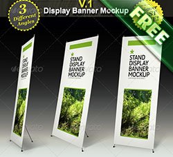 X展架模型：Stand Display Mockup - Roll-up Smart Template